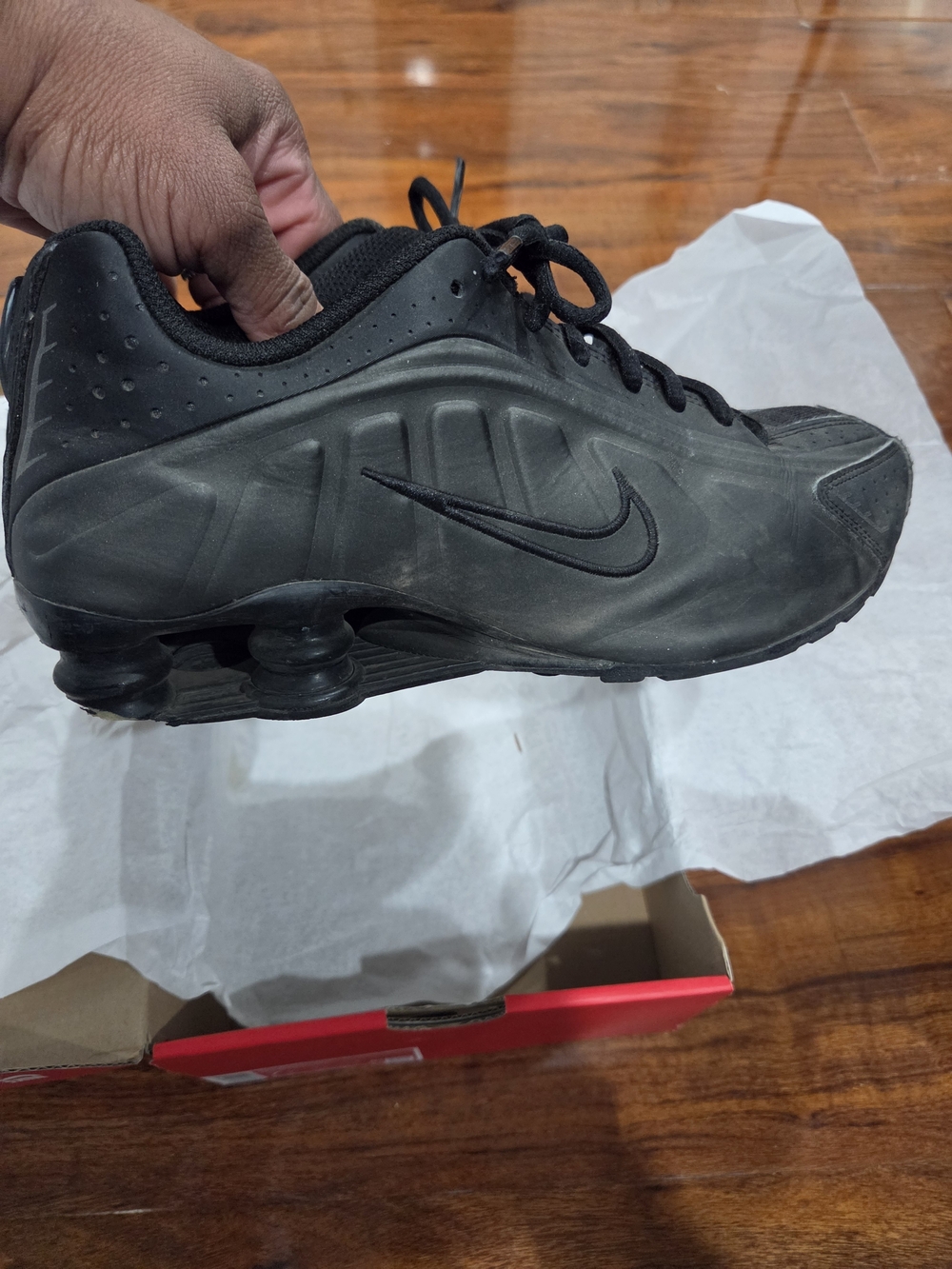 Boy's Nike Black Shox Running Shoe